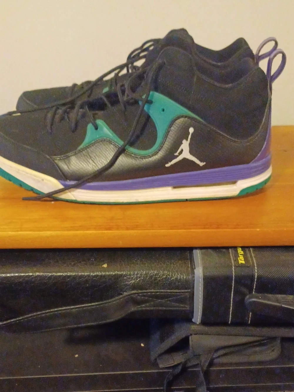Jordan Black Teal Purple Mid-Top Athletic Shoes